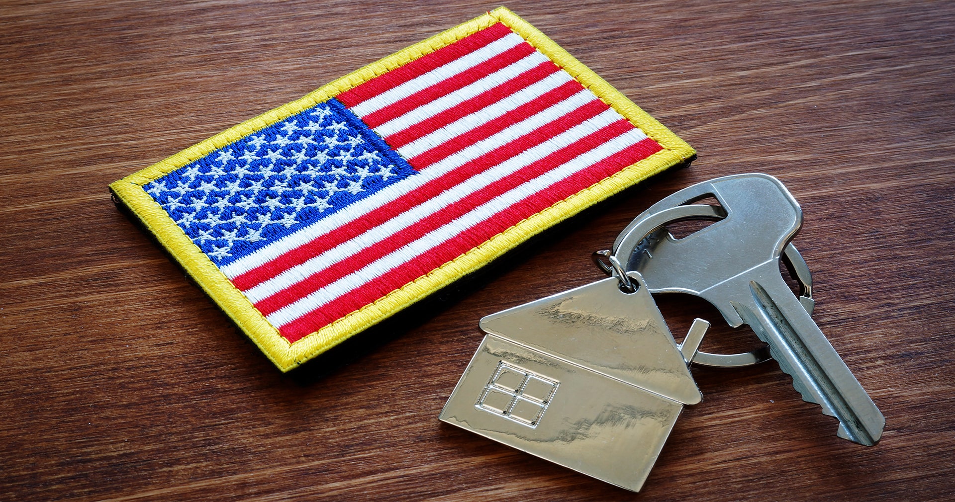 american flag with home keys
