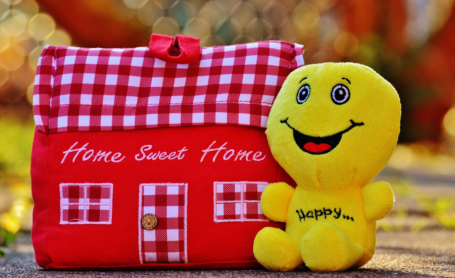 happy home pillow and plushie